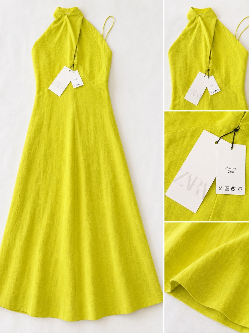 ZARA Lime Green Halter Maxi Dress